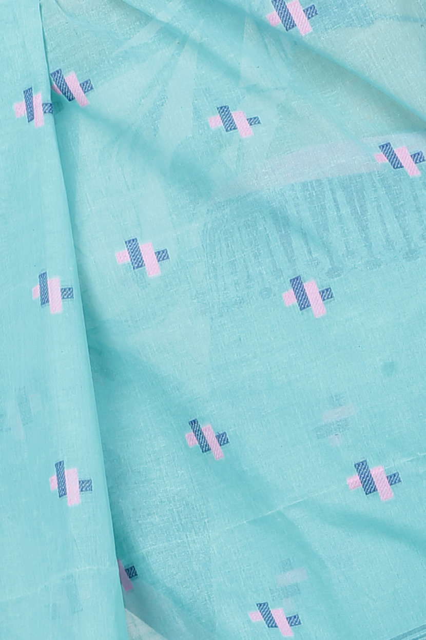 See Green Pure Cotton Simar Tant Saree (1039)